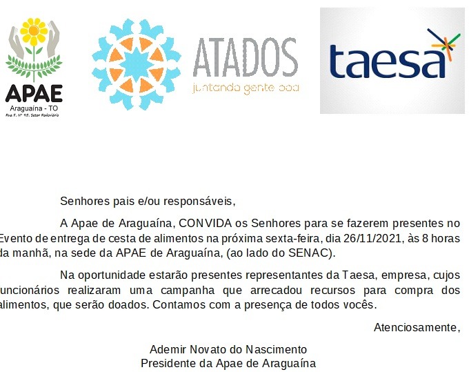 ENTREGA DE CESTAS DE ALIMENTOS